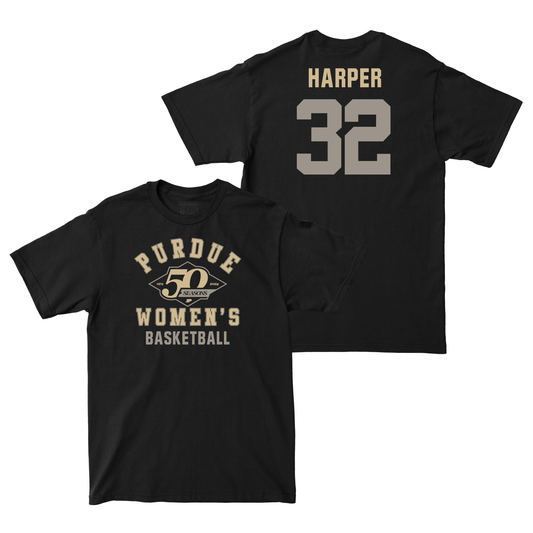 50th Anniversary Women's Basketball Diamond Black Tee - Alaina Harper Small