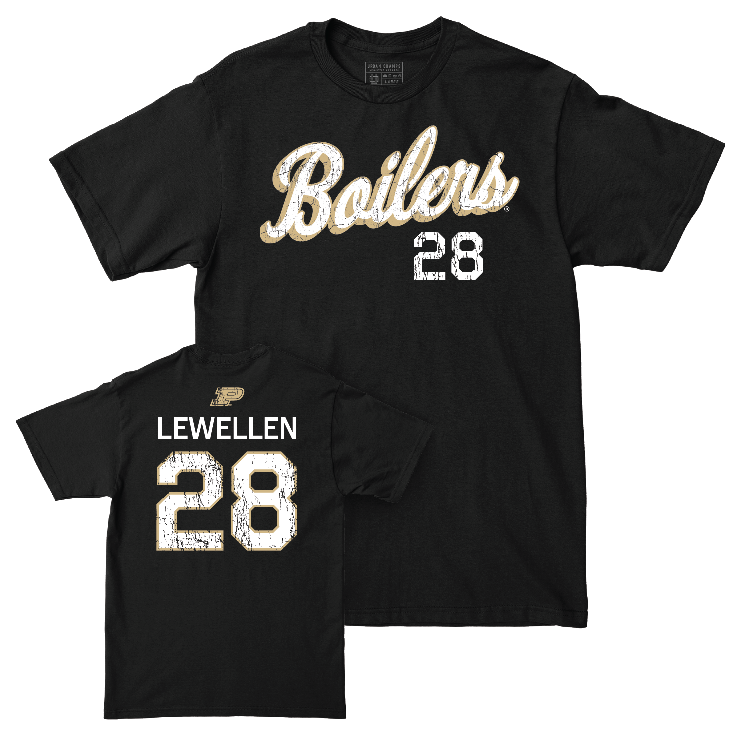 Football Black Script Tee - Addai Lewellen | #28 Youth Small