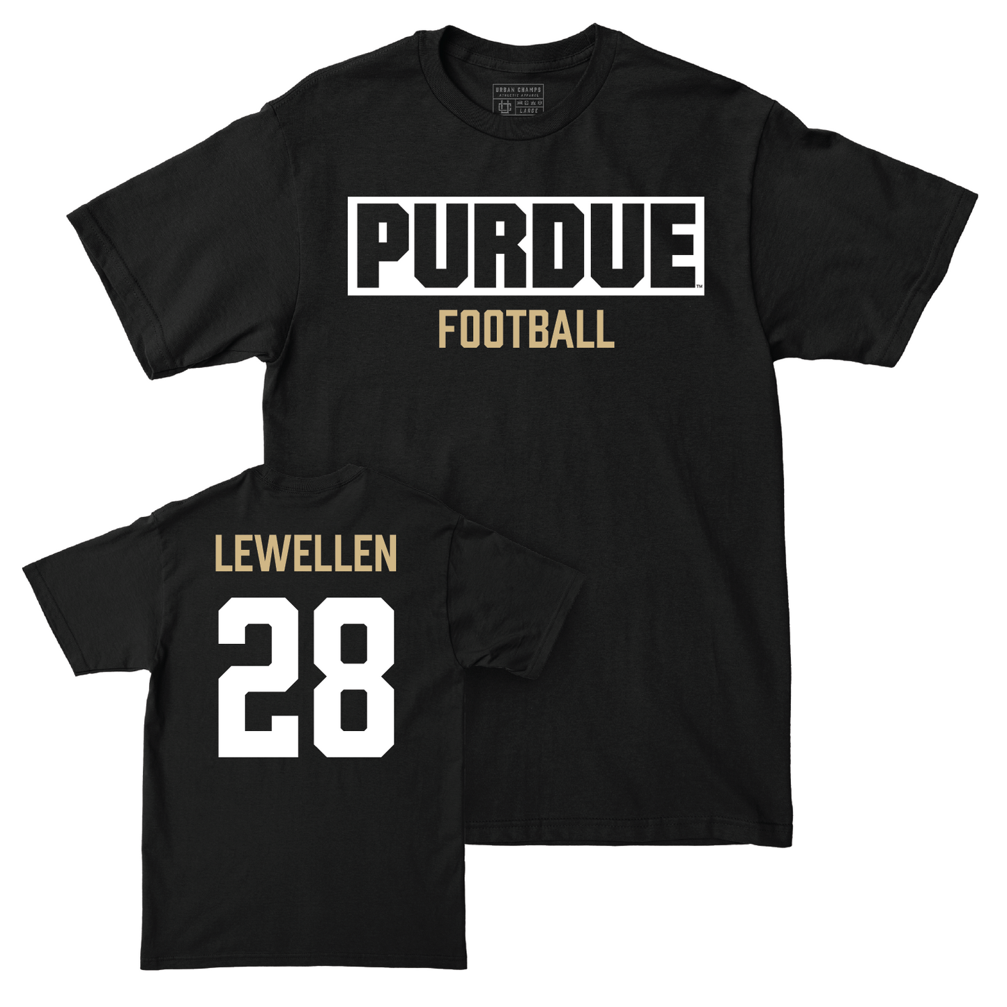 Football Black Staple Tee - Addai Lewellen | #28 Youth Small