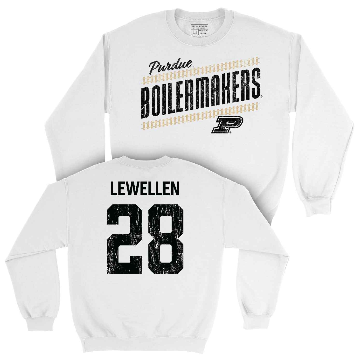 Football White Slant Crew - Addai Lewellen | #28 Youth Small