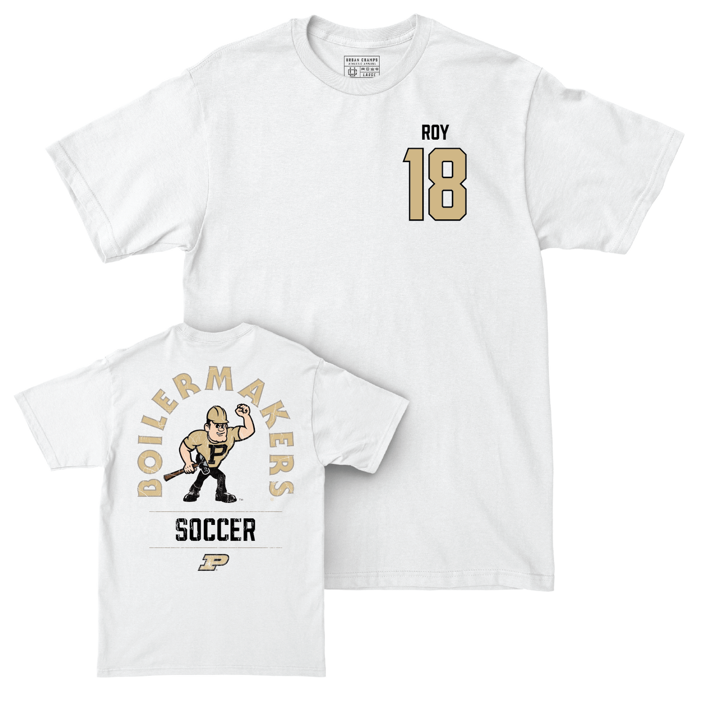 Women's Soccer White Mascot Comfort Colors Tee - Abigail Roy | #18 Youth Small