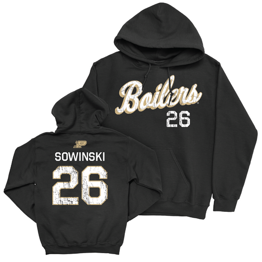 Football Black Script Hoodie - Andrew Sowinski | #26 Youth Small