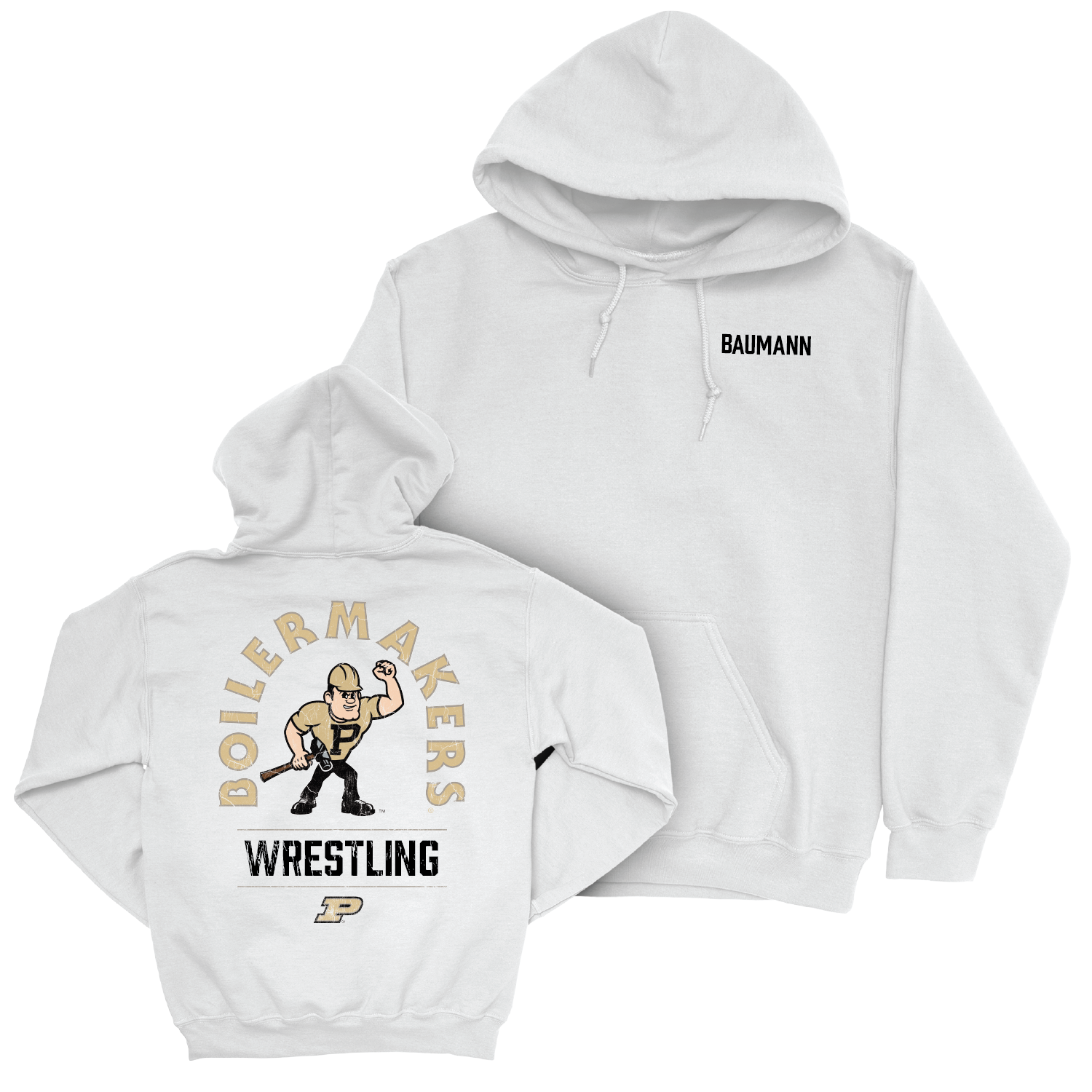 Wrestling White Mascot Hoodie - Brody Baumann Youth Small