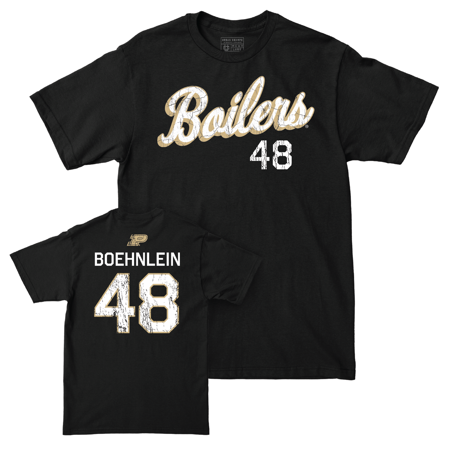 Football Black Script Tee - Bennett Boehnlein | #48 Youth Small