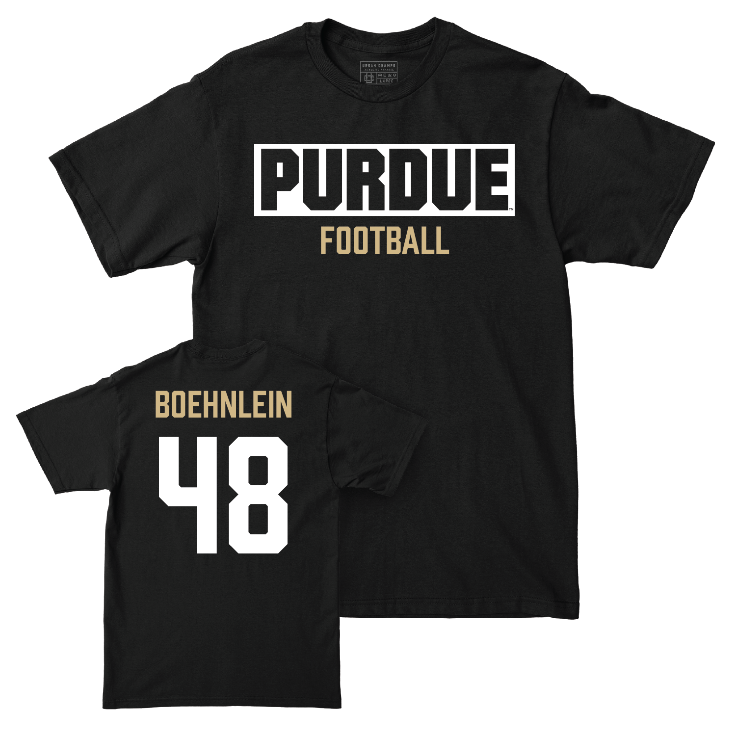 Football Black Staple Tee - Bennett Boehnlein | #48 Youth Small