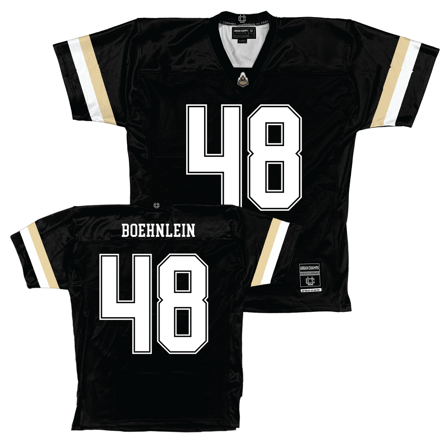 Purdue Black Football Jersey - Bennett Boehnlein | #48 Youth Small