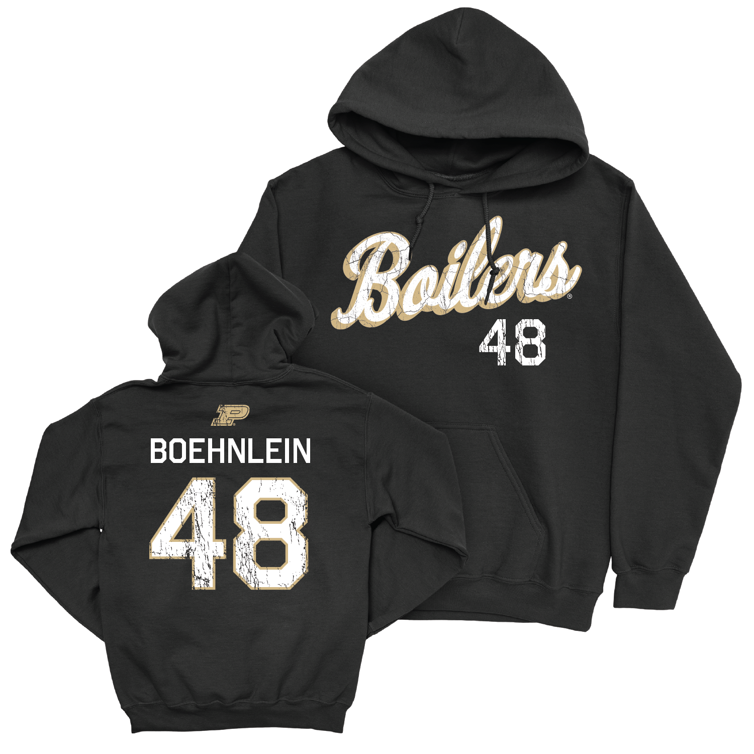 Football Black Script Hoodie - Bennett Boehnlein | #48 Youth Small