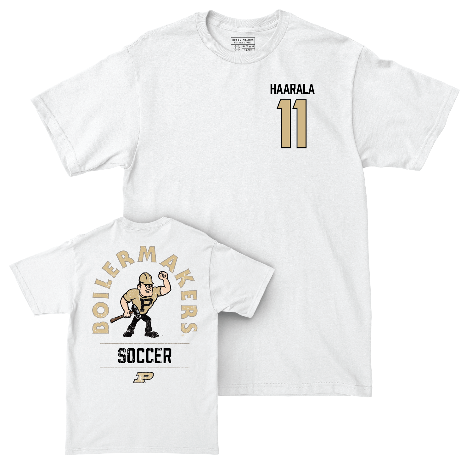 Women's Soccer White Mascot Comfort Colors Tee - Brooke Haarala | #11 Youth Small