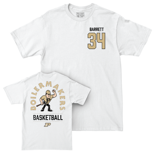 Men's Basketball White Mascot Comfort Colors Tee - Carson Barrett | #34 Youth Small
