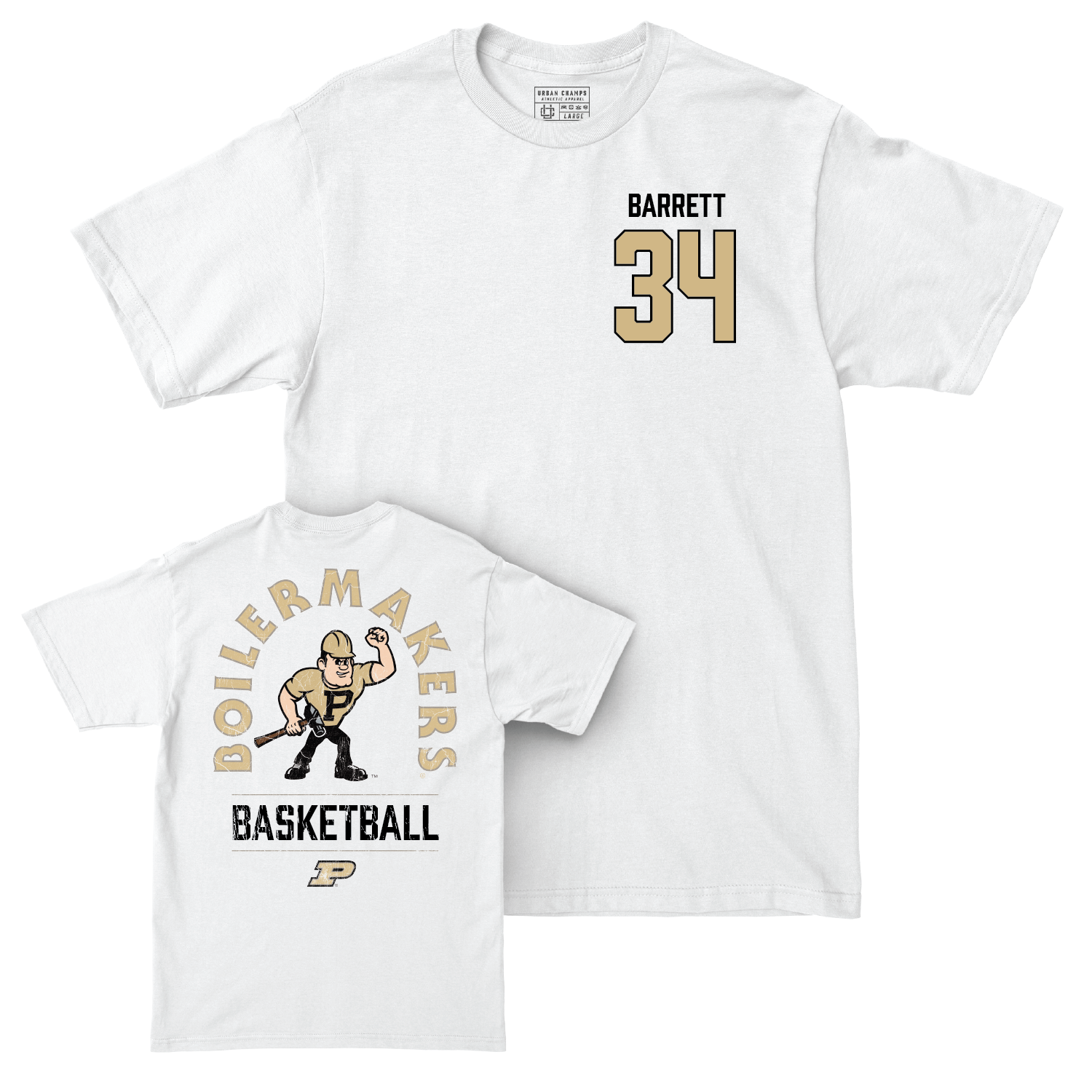 Men's Basketball White Mascot Comfort Colors Tee - Carson Barrett | #34 Youth Small