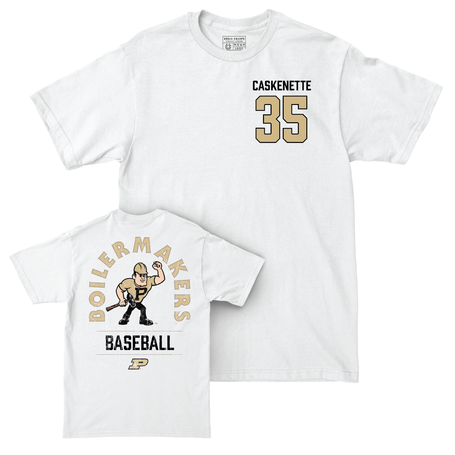 Baseball White Mascot Comfort Colors Tee - Connor Caskenette | #35 Youth Small