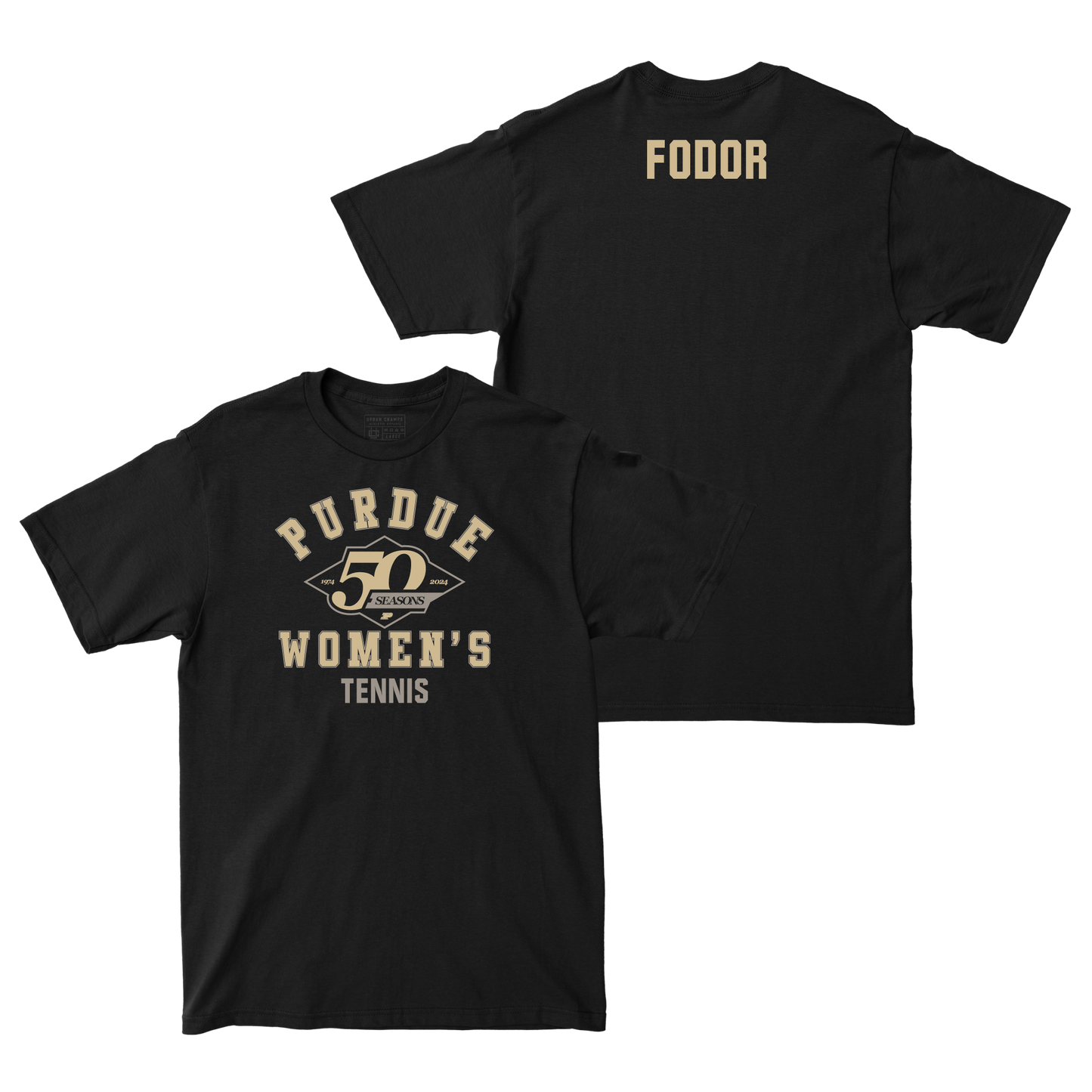 50th Anniversary Women's Tennis Diamond Black Tee - Csilla Fodor Small