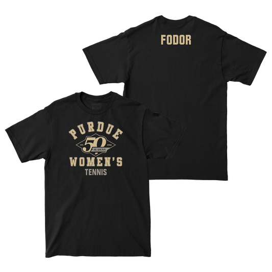 50th Anniversary Women's Tennis Diamond Black Tee - Csilla Fodor Small