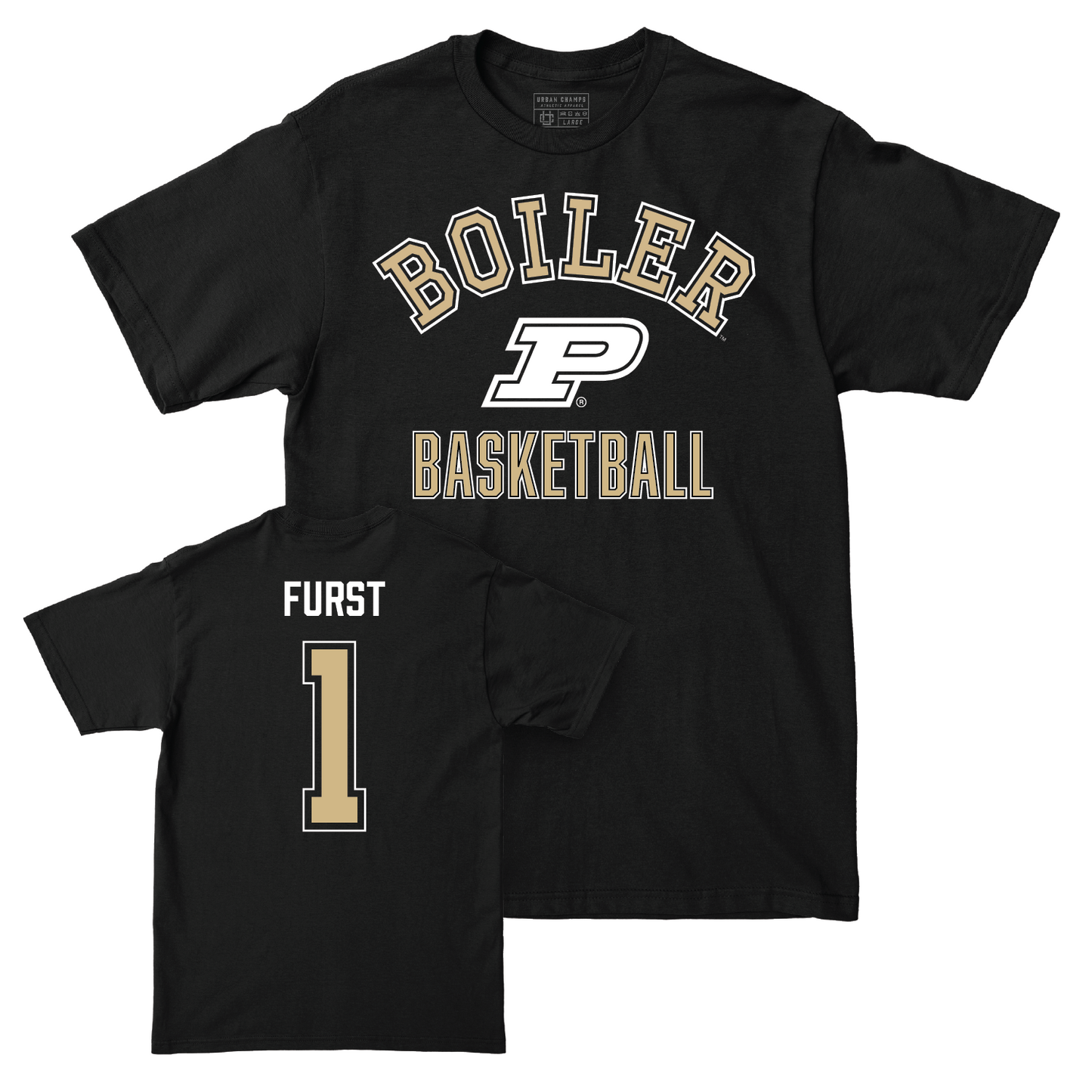 Men's Basketball Black Classic Tee - Caleb Furst | #1 Youth Small