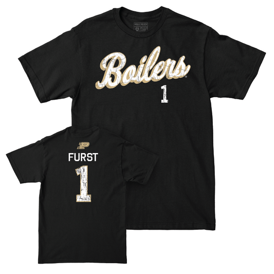 Men's Basketball Black Script Tee - Caleb Furst | #1 Youth Small