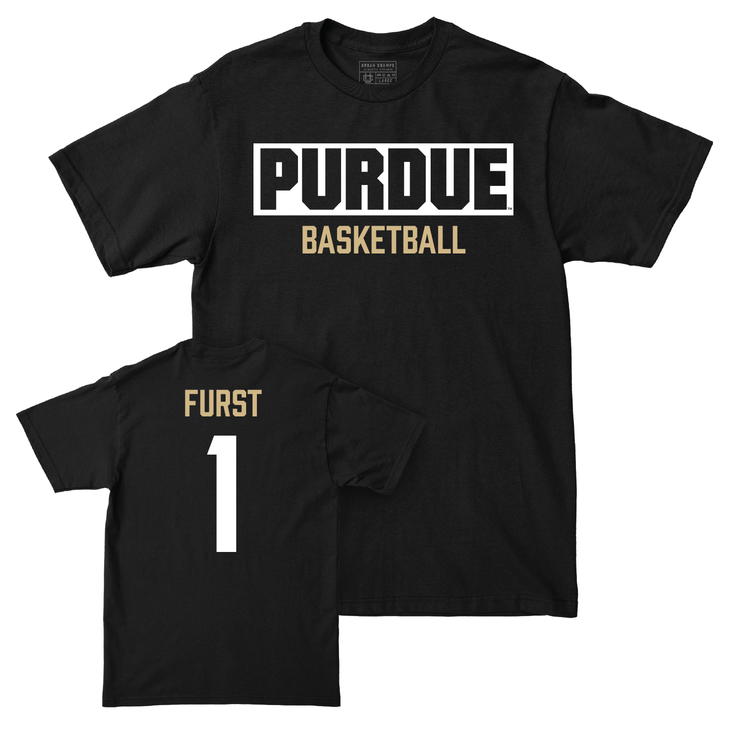 Men's Basketball Black Staple Tee - Caleb Furst | #1 Youth Small