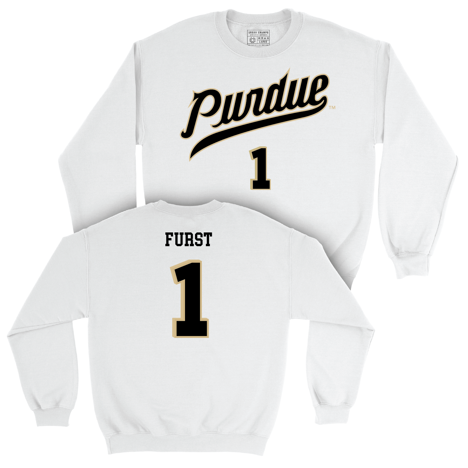 Men's Basketball White Shirsey Crew - Caleb Furst | #1 Youth Small