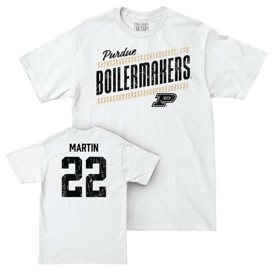Men's Basketball White Slant Comfort Colors Tee - Chase Martin | #22 Youth Small