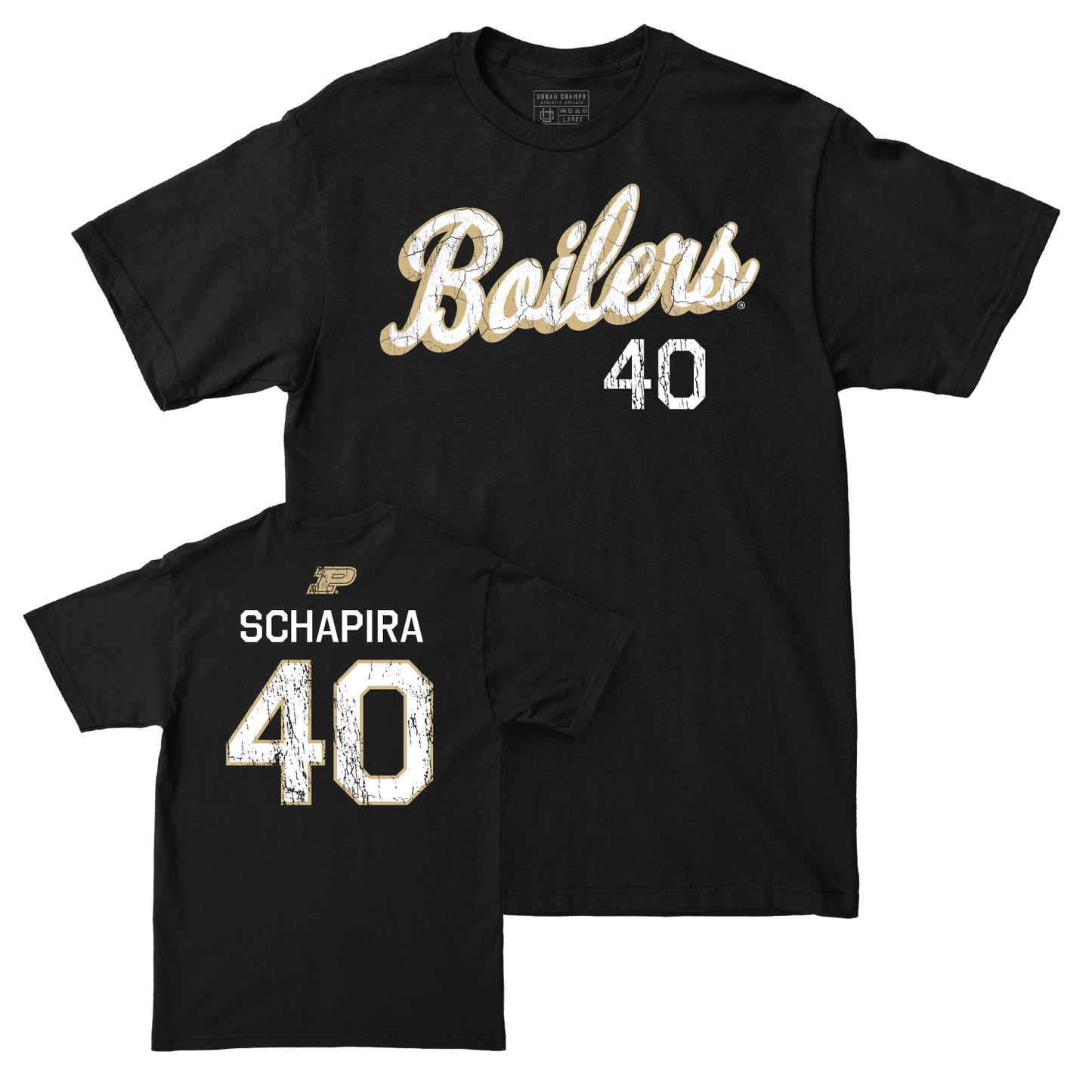 Baseball Black Script Tee - Calvin Schapira | #40 Youth Small