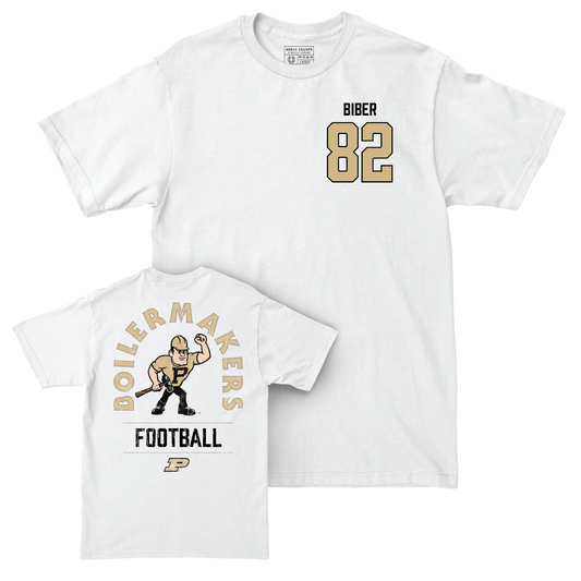 Football White Mascot Comfort Colors Tee - Drew Biber | #82 Youth Small