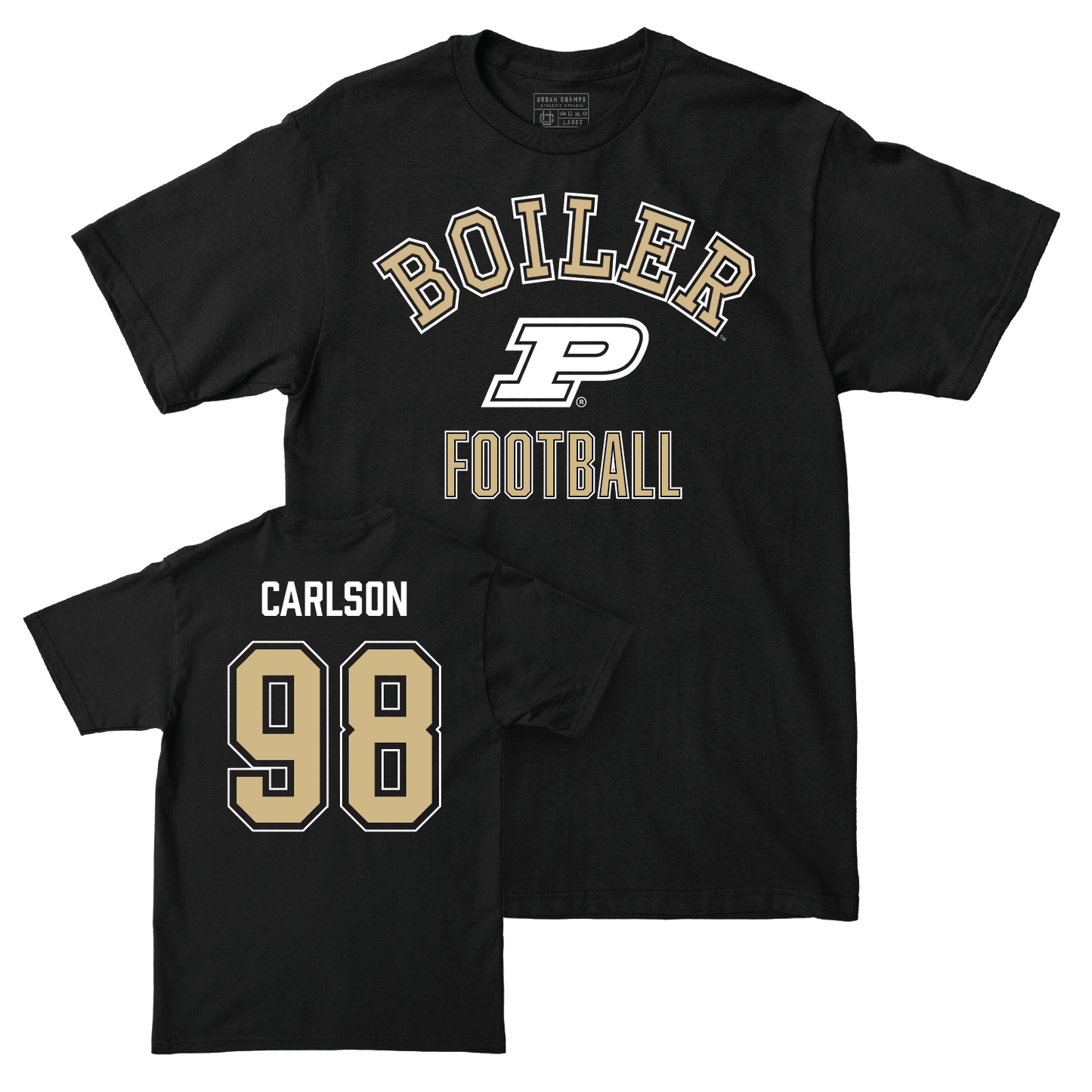 Football Black Classic Tee - Drake Carlson | #98 Youth Small