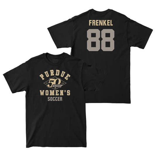 50th Anniversary Women's Soccer Diamond Black Tee - Dina Frenkel Small