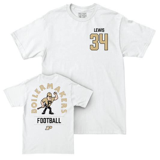 Football White Mascot Comfort Colors Tee - Damarjhe Lewis | #34 Youth Small
