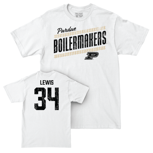 Football White Slant Comfort Colors Tee - Damarjhe Lewis | #34 Youth Small