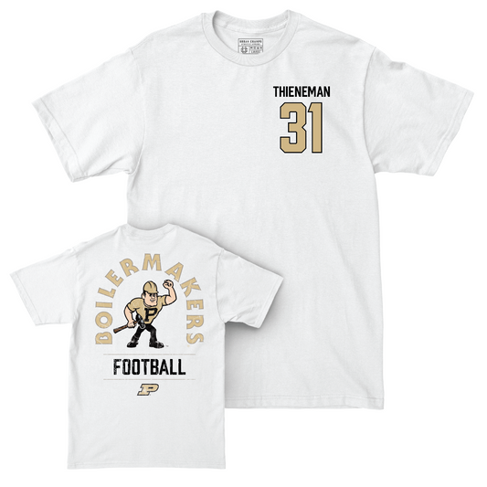 Football White Mascot Comfort Colors Tee - Dillon Thieneman | #31 Youth Small