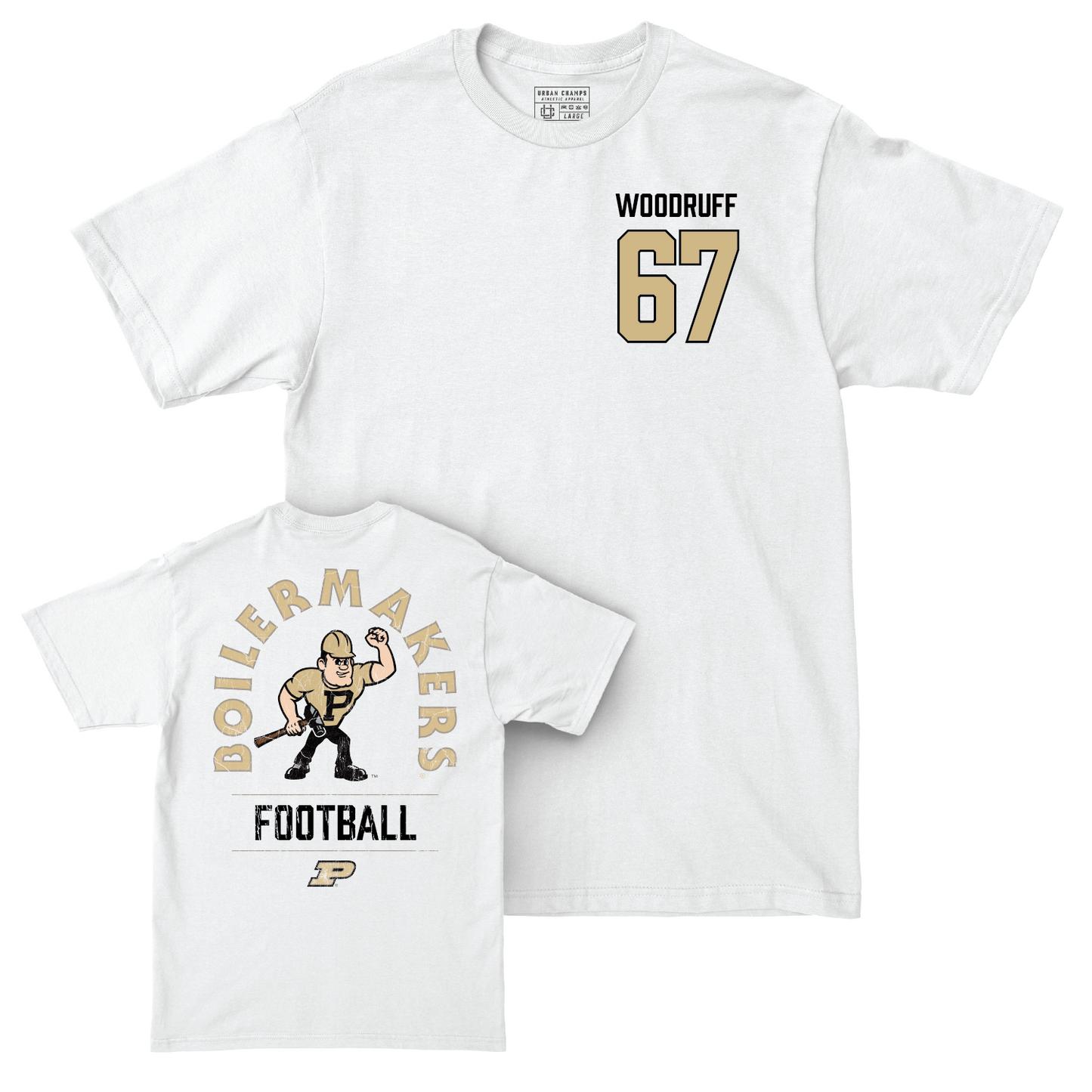 Football White Mascot Comfort Colors Tee - Drew Woodruff | #67 Youth Small