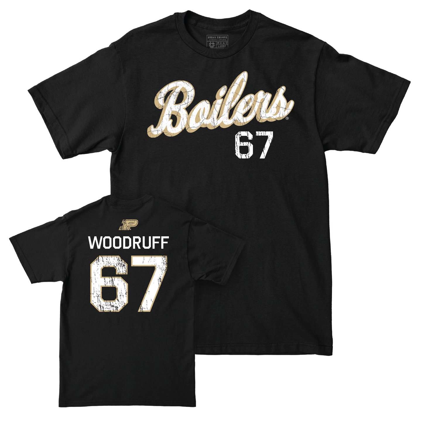 Football Black Script Tee - Drew Woodruff | #67 Youth Small