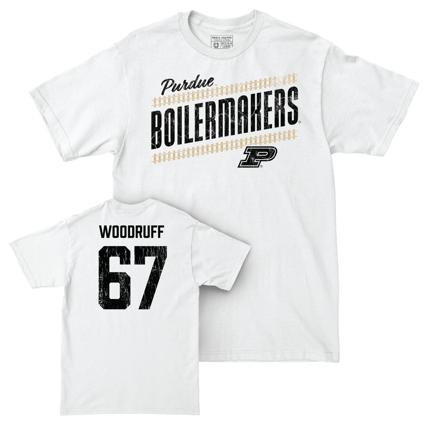 Football White Slant Comfort Colors Tee - Drew Woodruff | #67 Youth Small