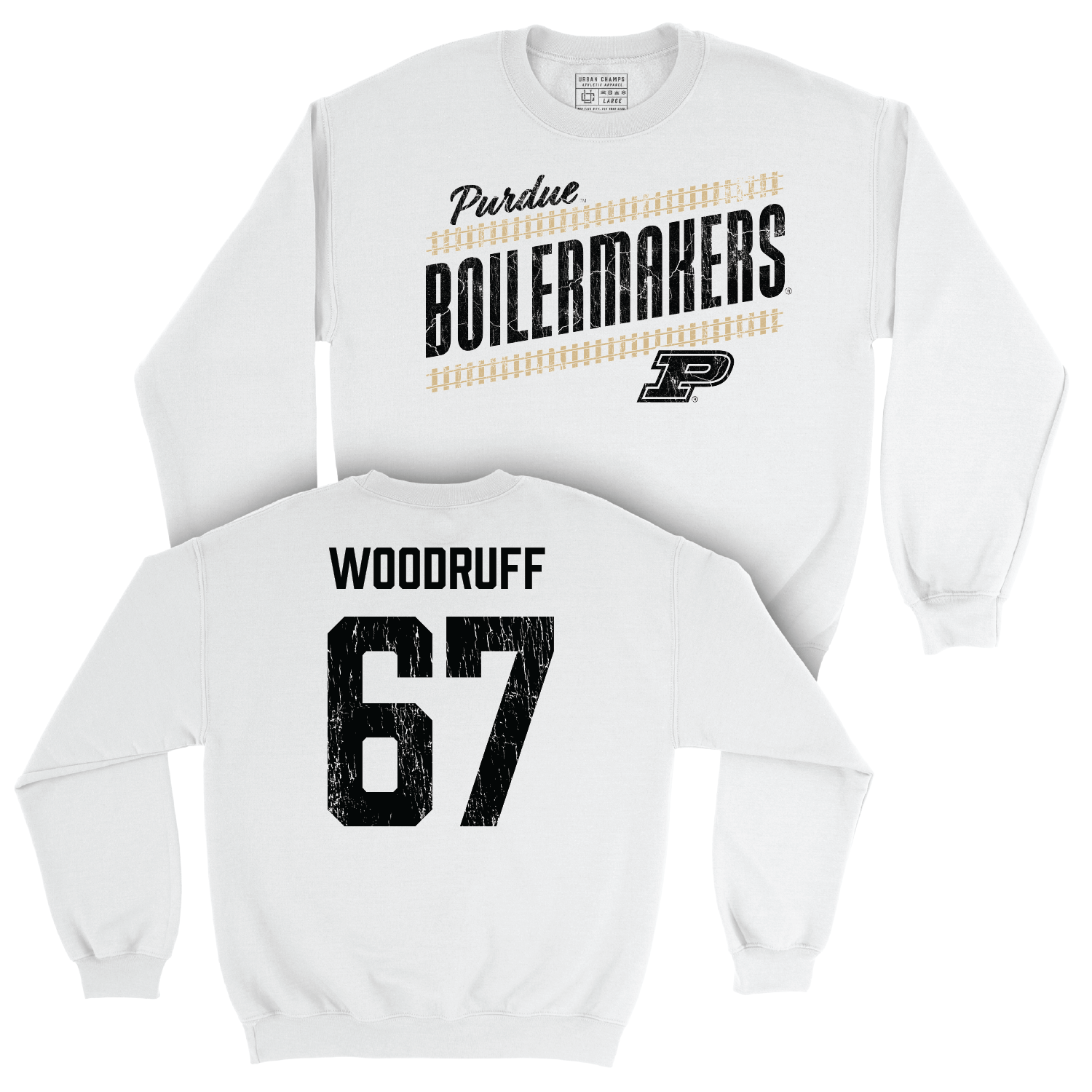 Football White Slant Crew - Drew Woodruff | #67 Youth Small