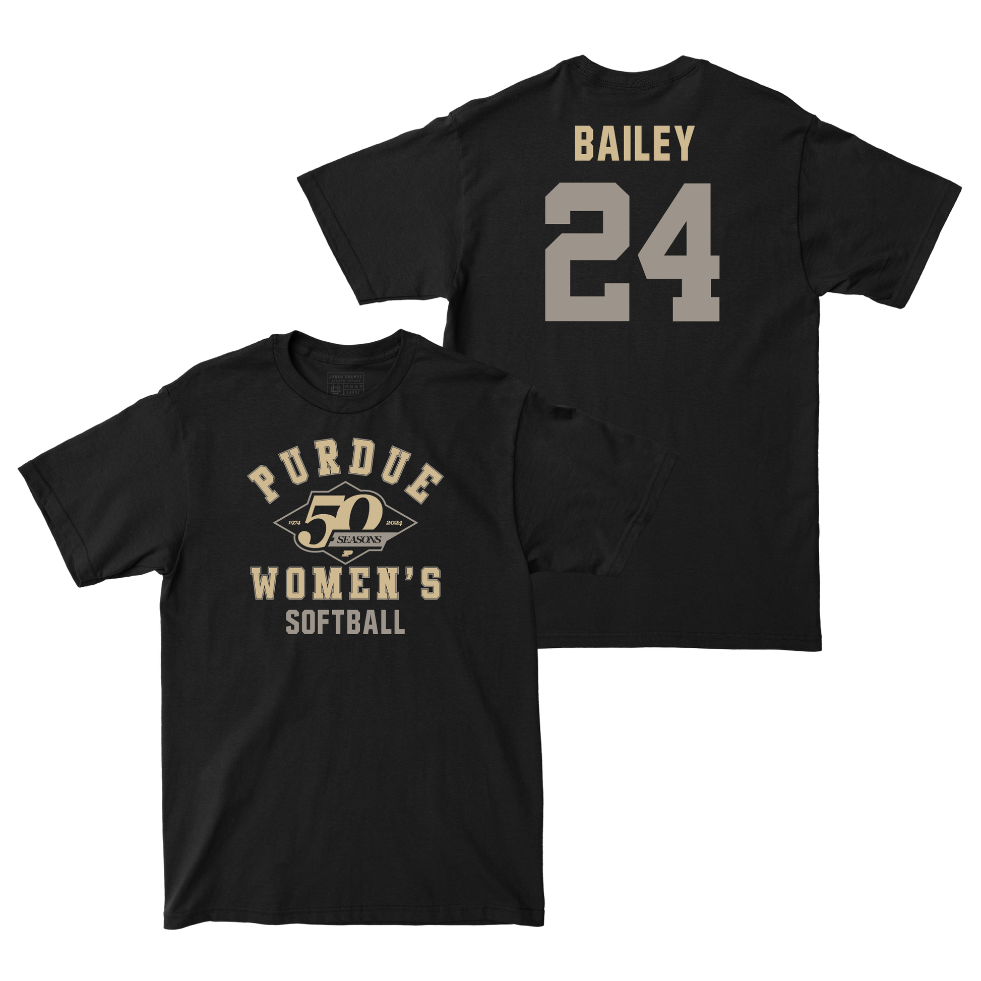 50th Anniversary Softball Diamond Black Tee - Emma Bailey | #24 Small