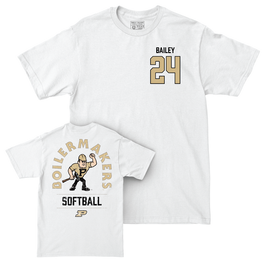 Softball White Mascot Comfort Colors Tee - Emma Bailey | #24 Youth Small