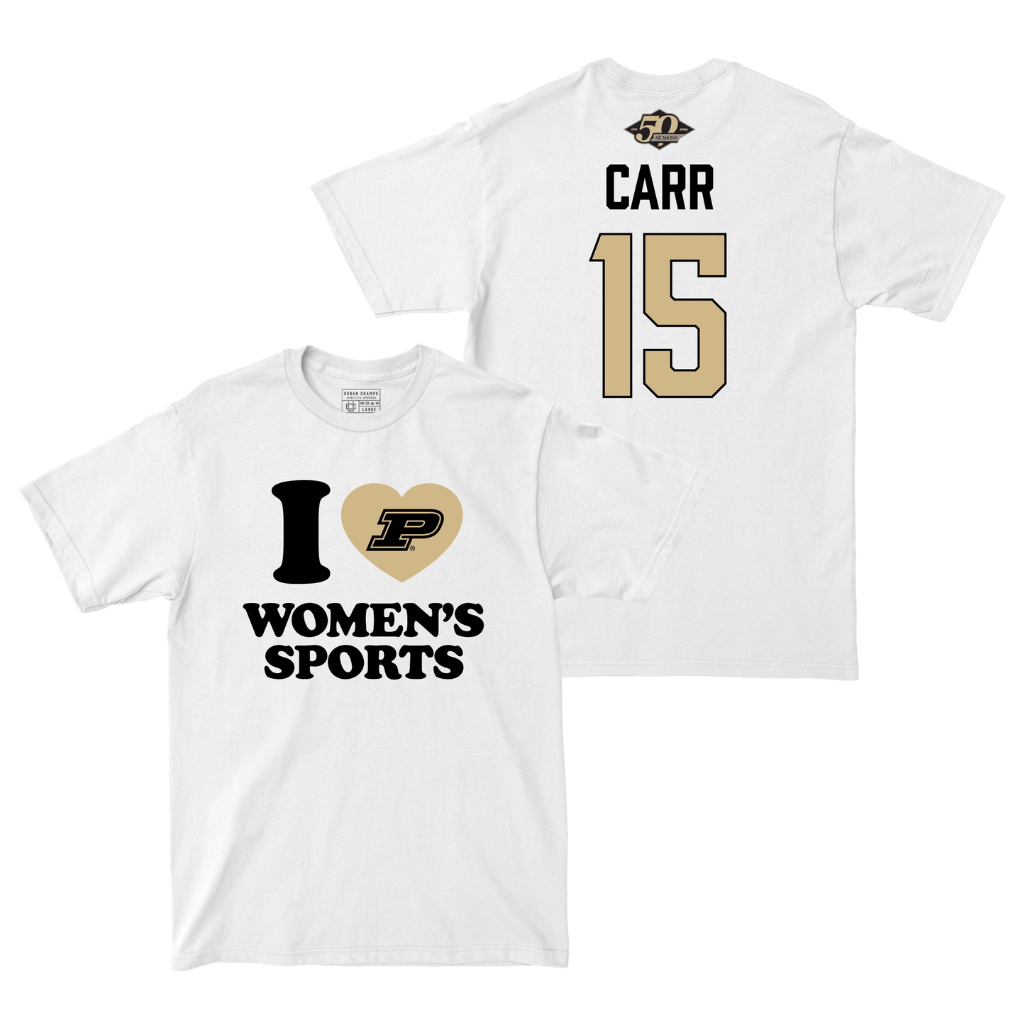 50th Anniversary Women's Volleyball Love Sports White Comfort Colors Tee - Elizabeth Carr | #15 Small