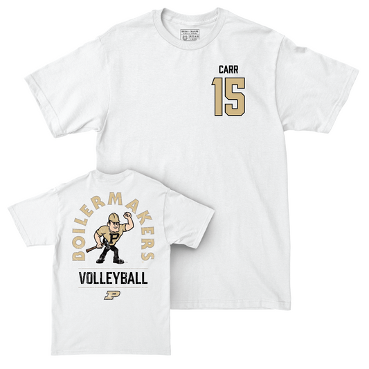 Women's Volleyball White Mascot Comfort Colors Tee - Elizabeth Carr | #15 Youth Small