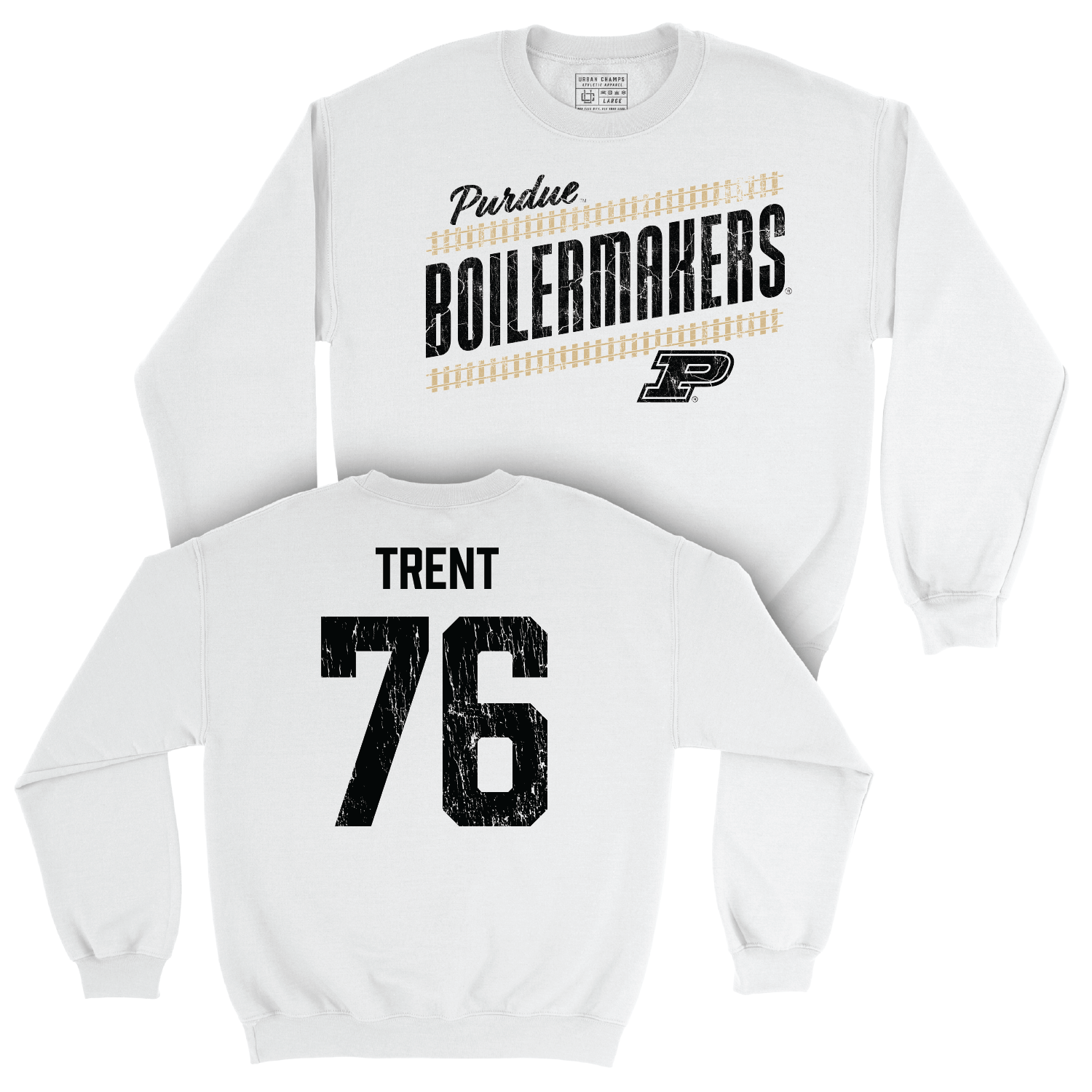 Football White Slant Crew - Ethan Trent | #76 Youth Small