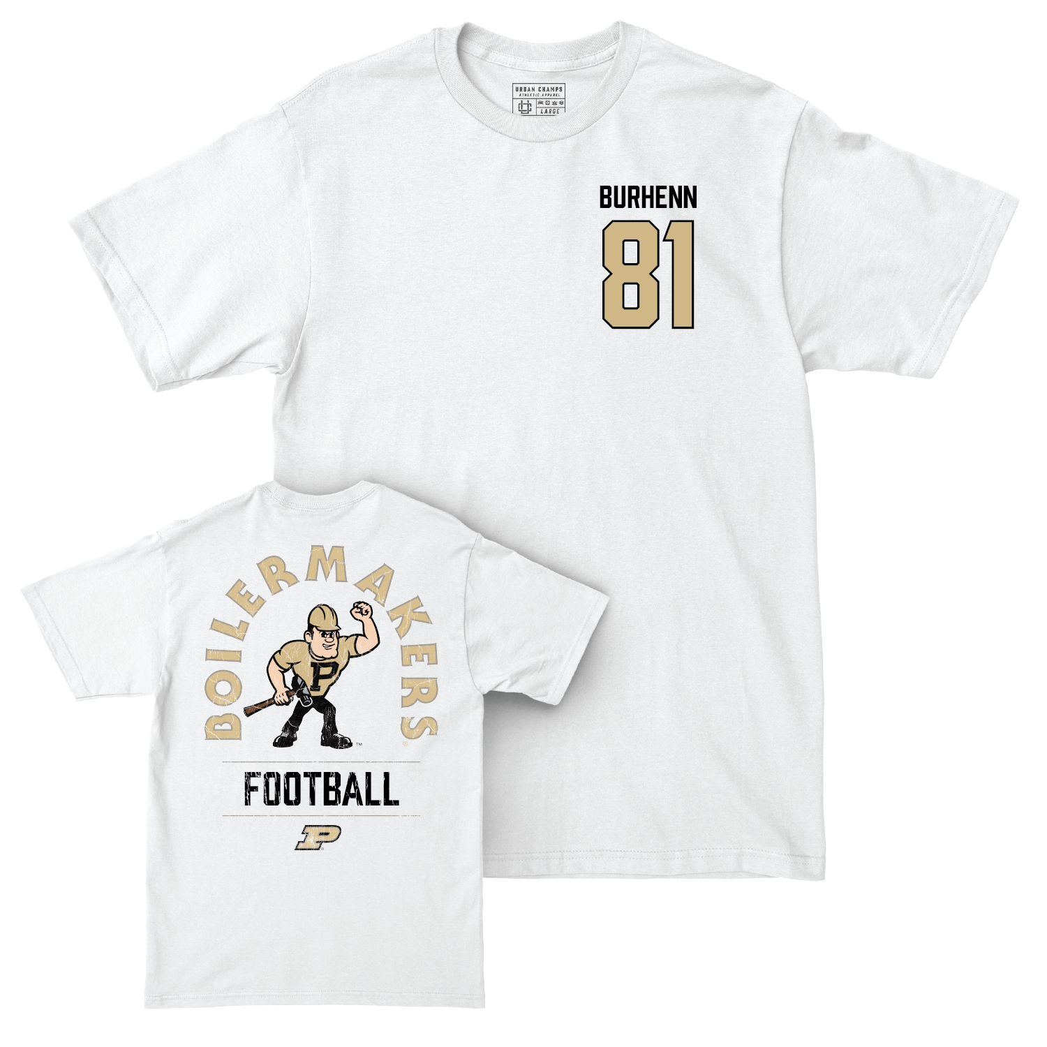 Football White Mascot Comfort Colors Tee - George Burhenn | #81 Youth Small