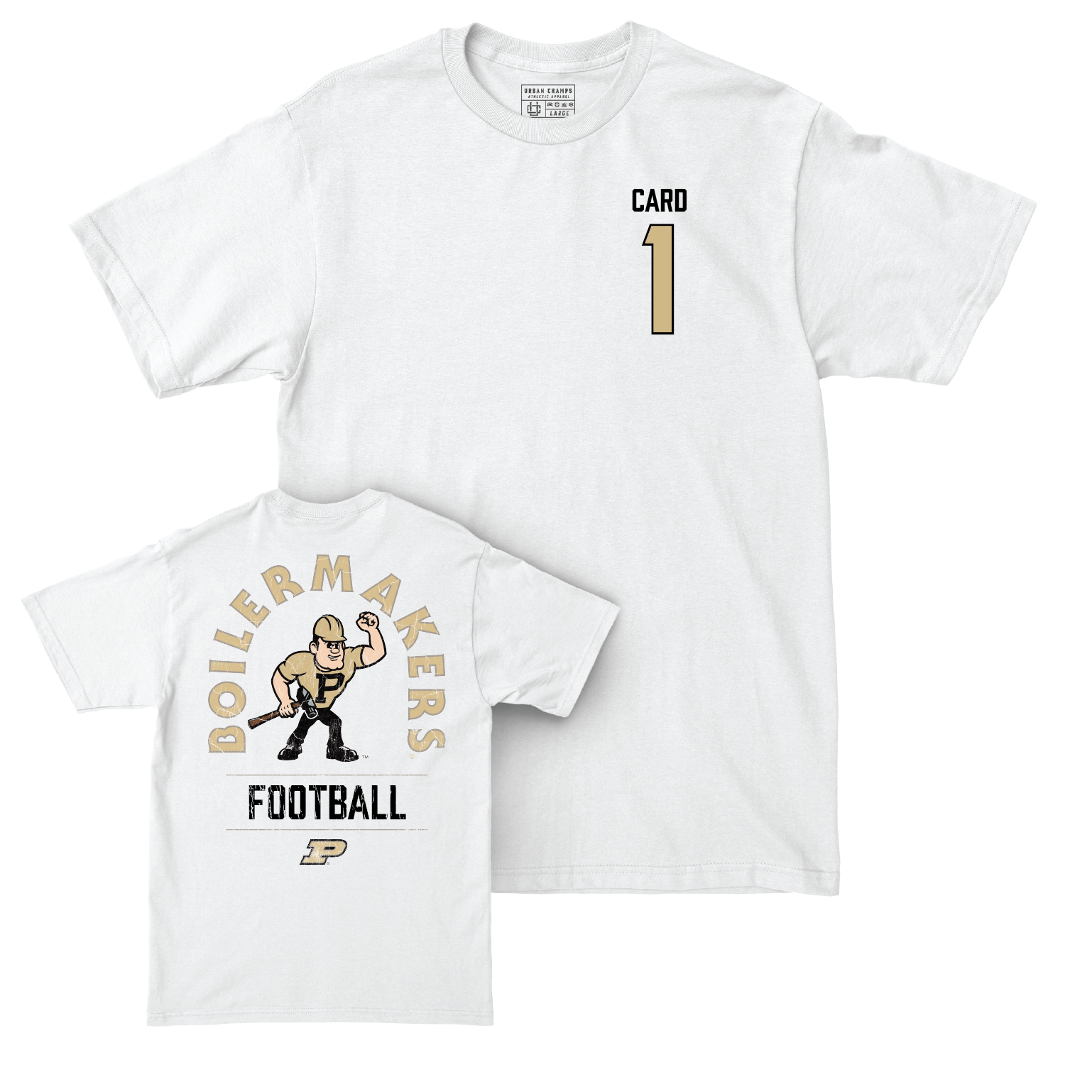 Football White Mascot Comfort Colors Tee - Hudson Card | #1 Youth Small