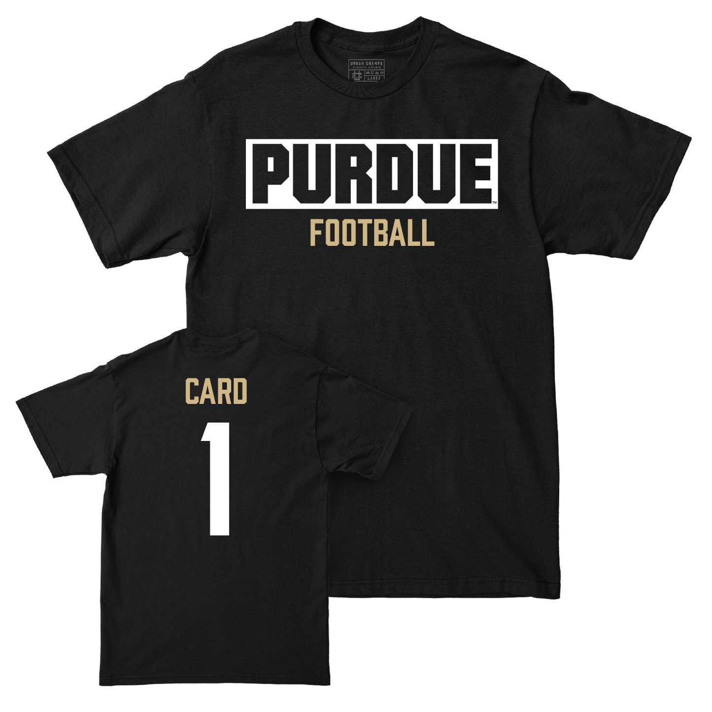 Football Black Staple Tee - Hudson Card | #1 Youth Small