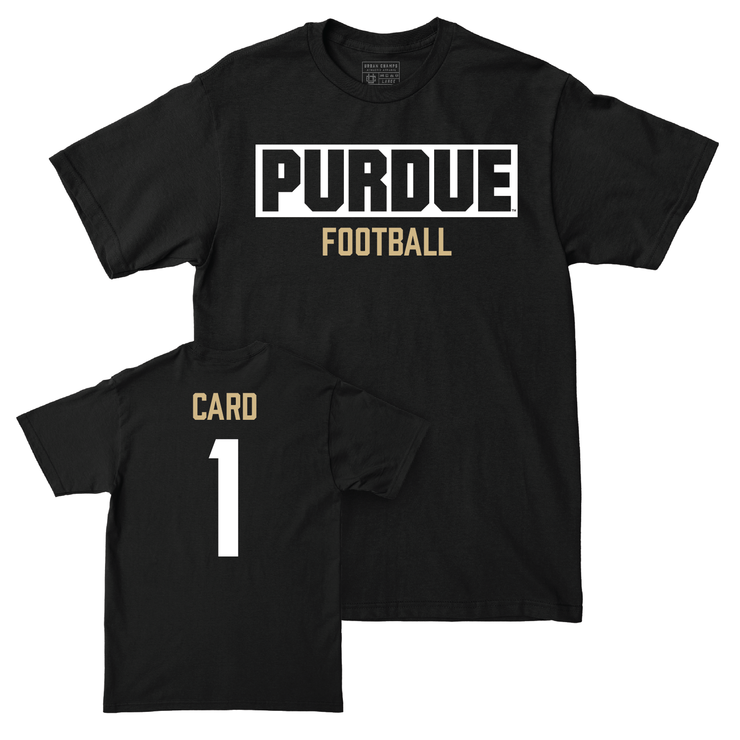 Football Black Staple Tee - Hudson Card | #1 Youth Small