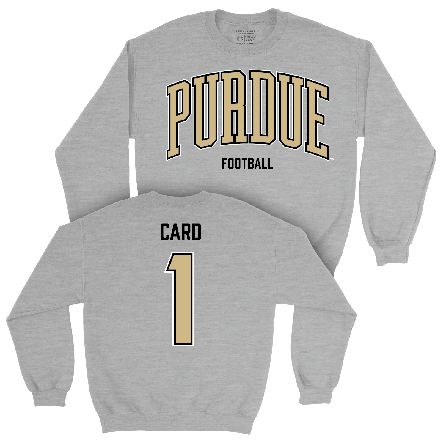 Football Sport Grey Arch Crew - Hudson Card | #1 Youth Small