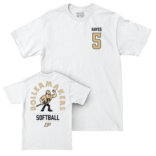 Softball White Mascot Comfort Colors Tee - Hailey Hayes | #5 Youth Small