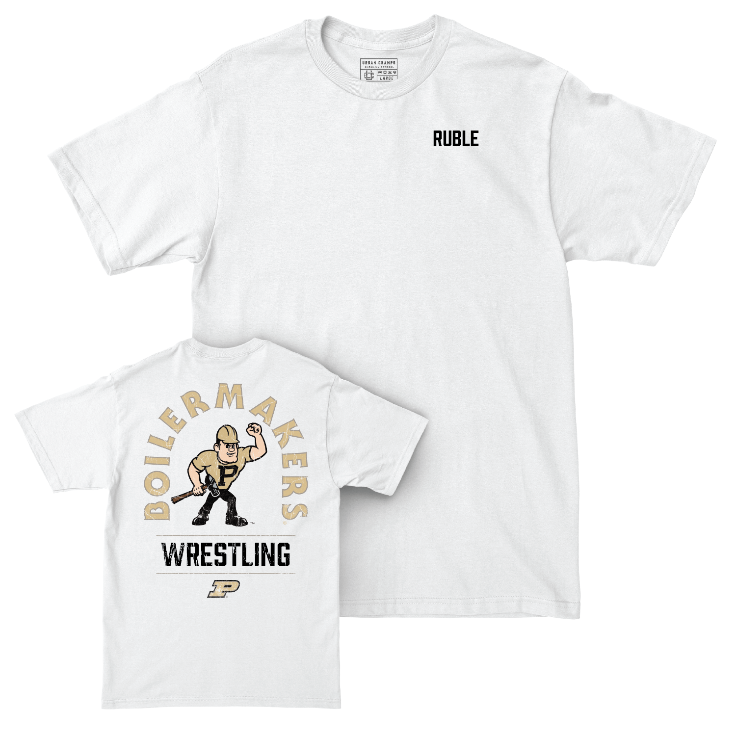 Wrestling White Mascot Comfort Colors Tee - Isaac Ruble Youth Small