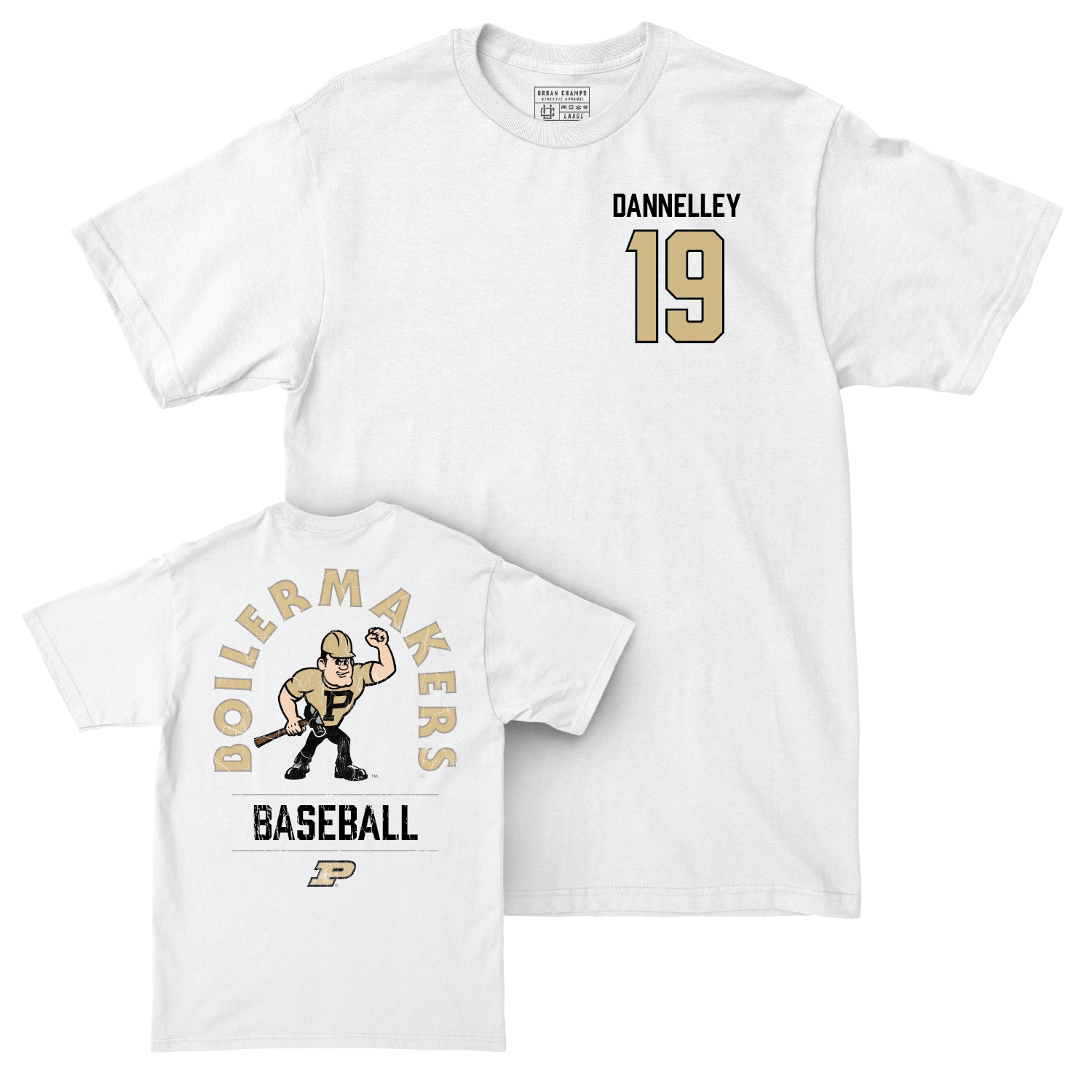 Baseball White Mascot Comfort Colors Tee - Jackson Dannelley | #19 Youth Small