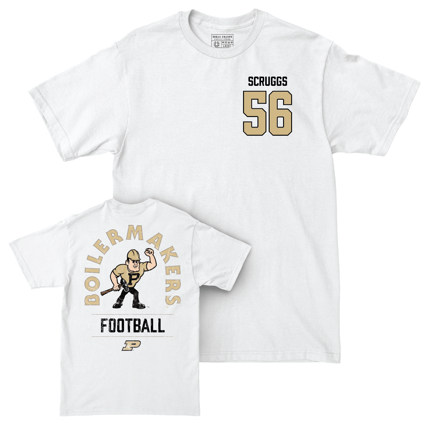 Football White Mascot Comfort Colors Tee - Jayden Scruggs | #56 Youth Small