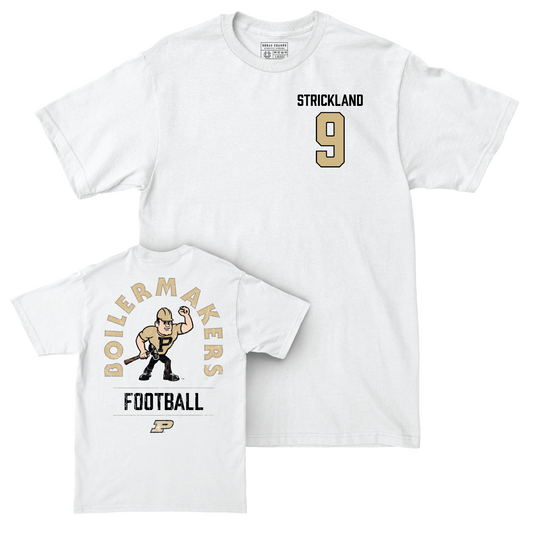 Football White Mascot Comfort Colors Tee - Joe Strickland | #9 Youth Small