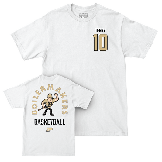 Women's Basketball White Mascot Comfort Colors Tee - Jeanae Terry | #10 Youth Small