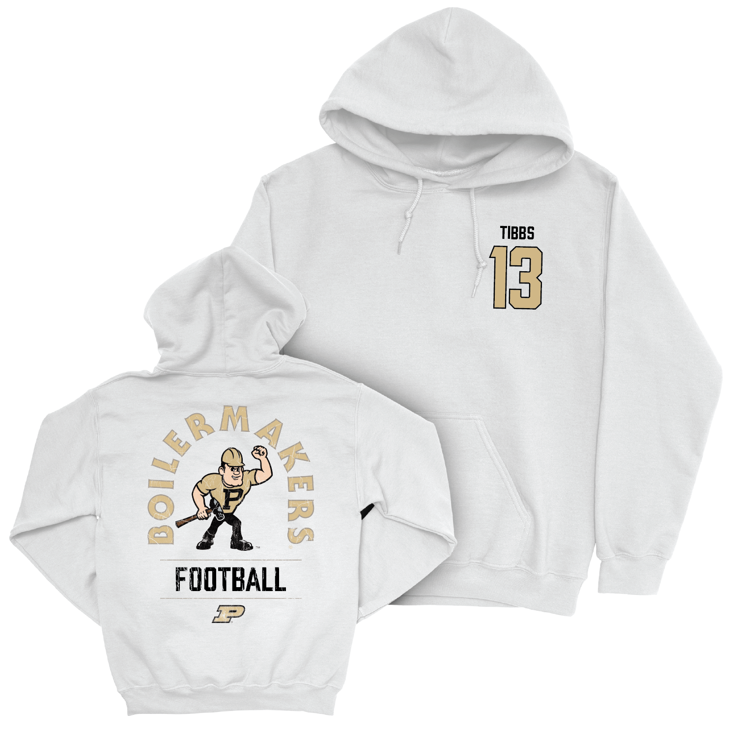 Football White Mascot Hoodie - Jaron Tibbs | #13 Youth Small